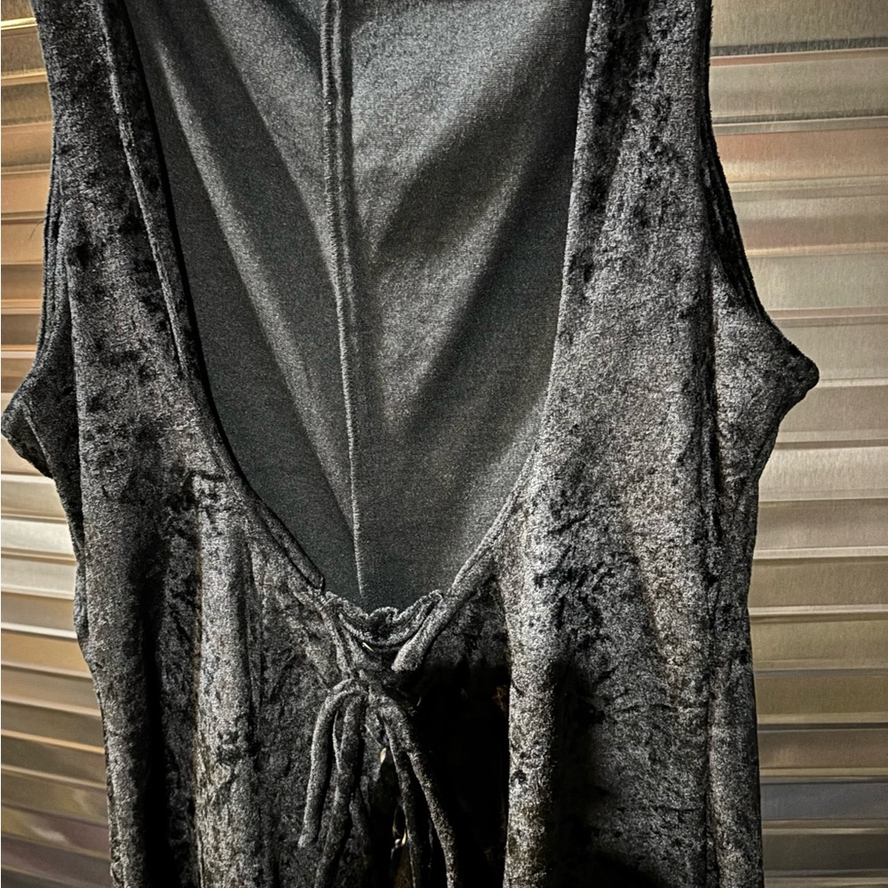 Luxurious Black Velvet Shorts Dress